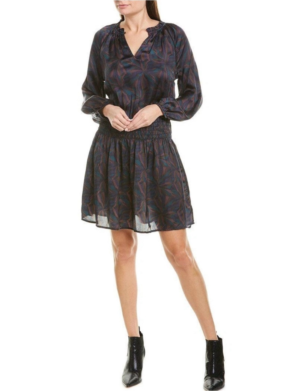 NWOT Velvet by Graham & Spencer Maine Drop-Waist Mini Dress Sonoma Print Size M